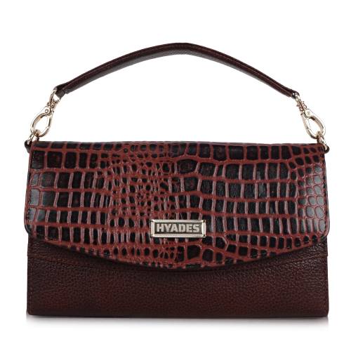 HYADES | Croco-embossed | statement sling for modern muse | BROWN