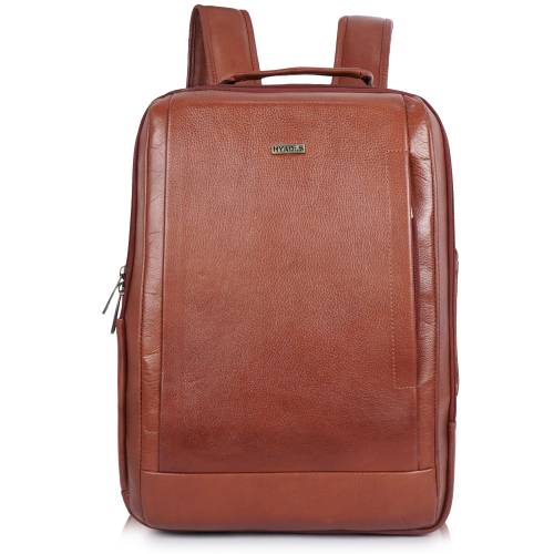 HYADES | Classic Pure Leather Office Leather Laptop Backpack for Men & Women | Laptop Bag 15.6 Inch | Travel Stylish College bag for boys | Office bag for man | TAN