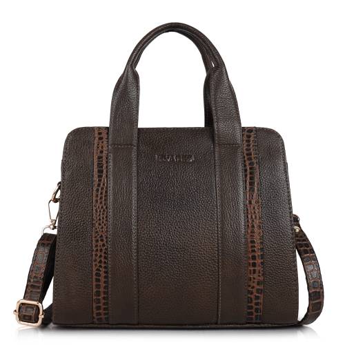Classic Textured Leather Handbag for Women | Stylish Office & Daily Tote Bag | COFFEE BROWN