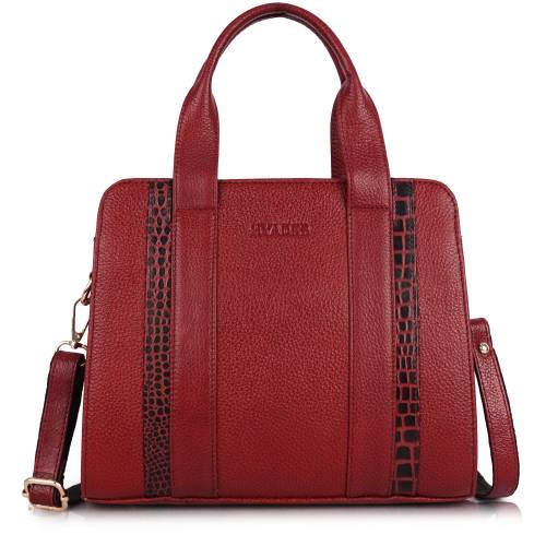 Classic Brown Textured Leather Handbag for Women | Stylish Office & Daily Tote Bag | CHERRY RED
