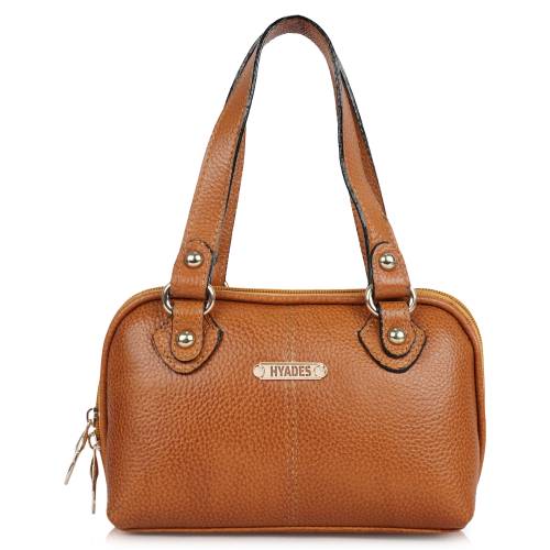 HYADES Classic Textured Leather Top Handle Shoulder Handbag | YELLOW