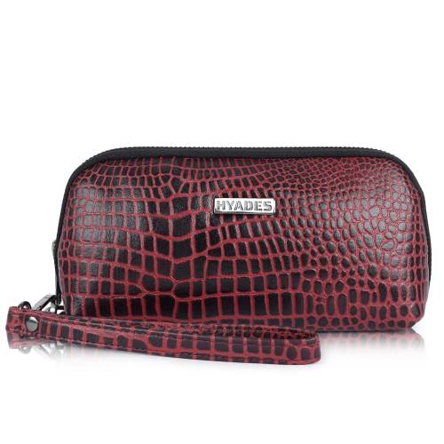 HYADES | CROCO designed pure leather hand clutch for women | COLOUR | CHERRY RED