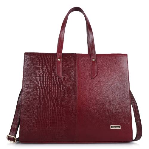 HYADES-TOTE BAG-pure leather tote bag for women-15inch laptop compatible-detachable sling-separate compartment for laptop- CHERRY RED