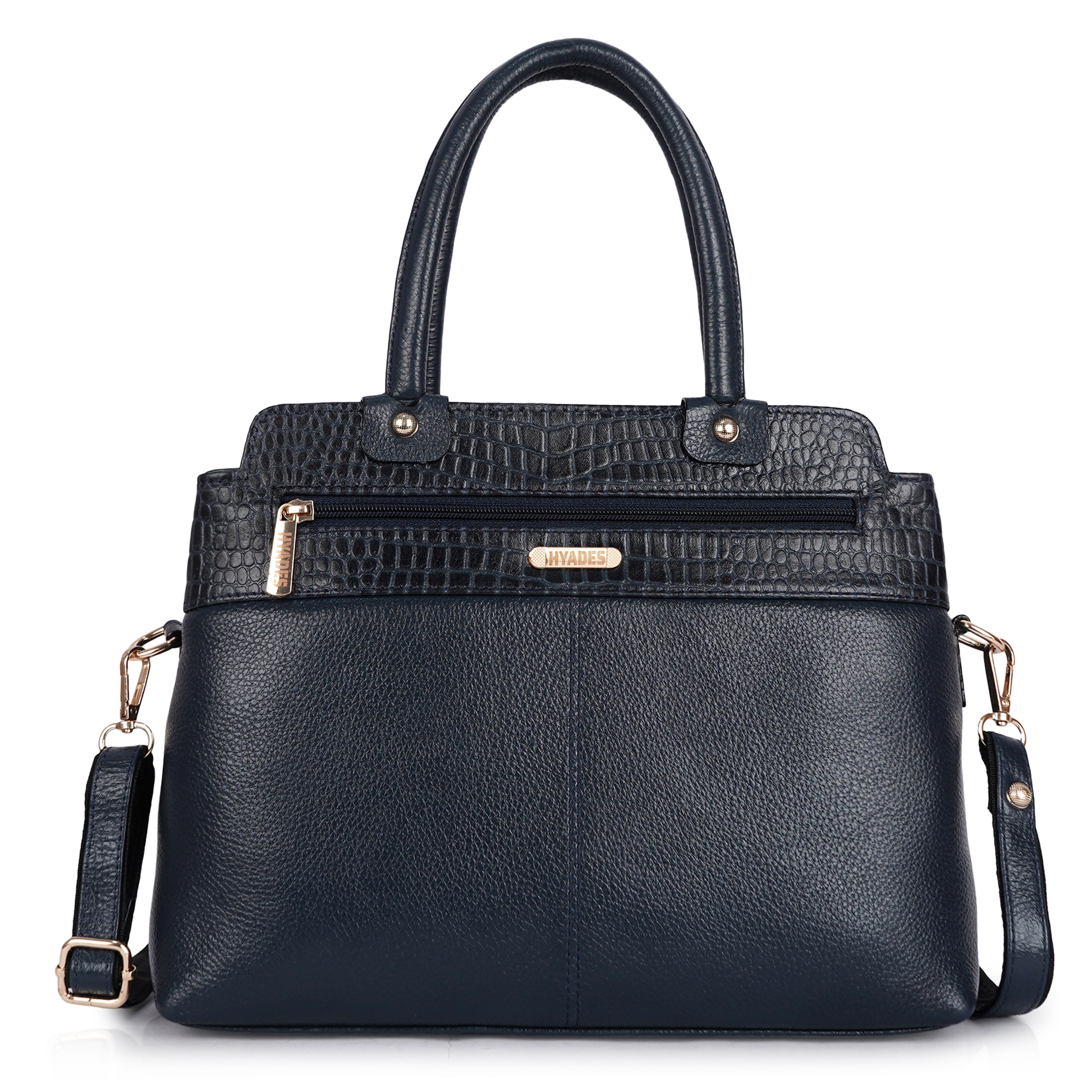 HYADES | Croco patterned |medium sized | women’s purse with detachable sling | Blue