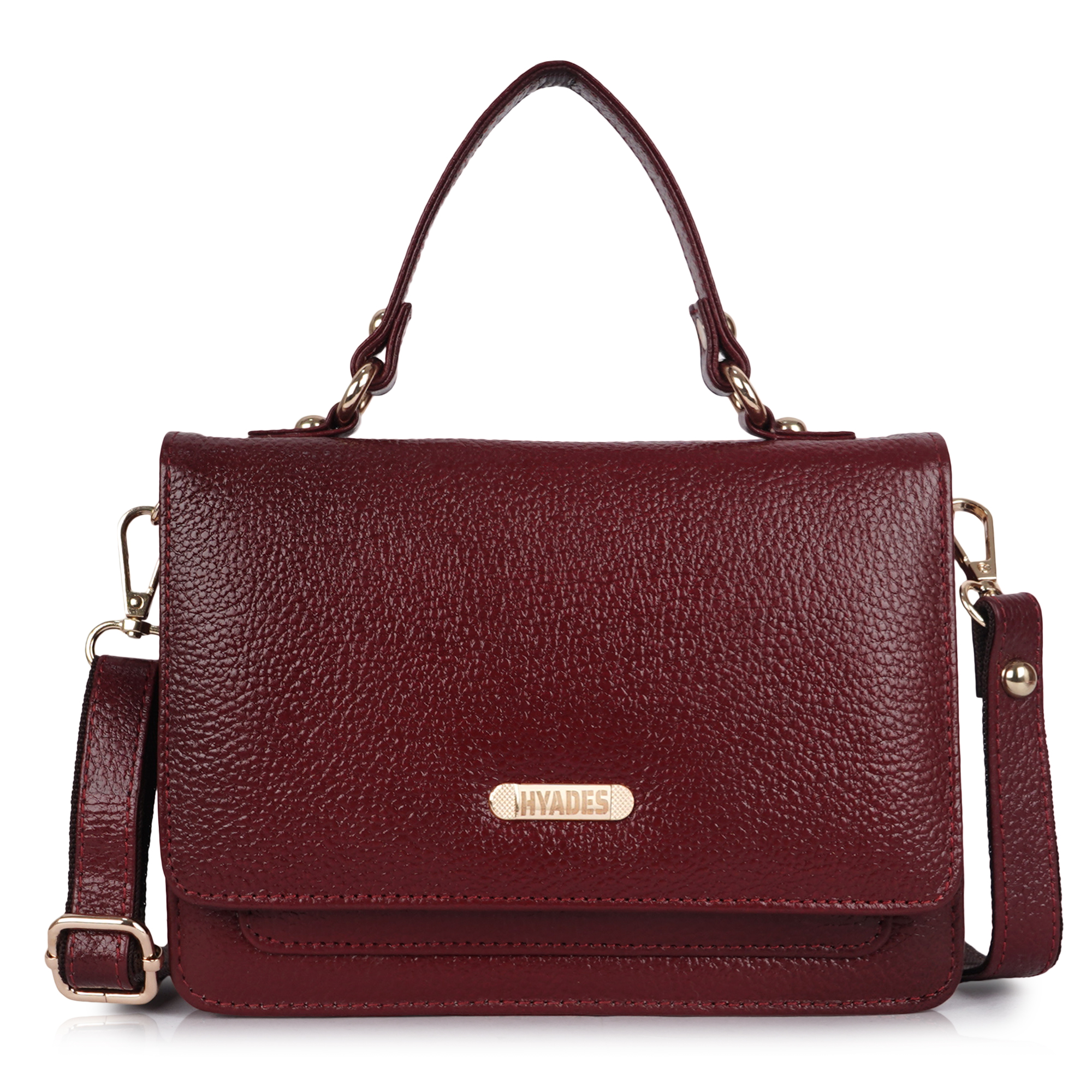 HYADES | Grained leather | women cross body bag |  Red