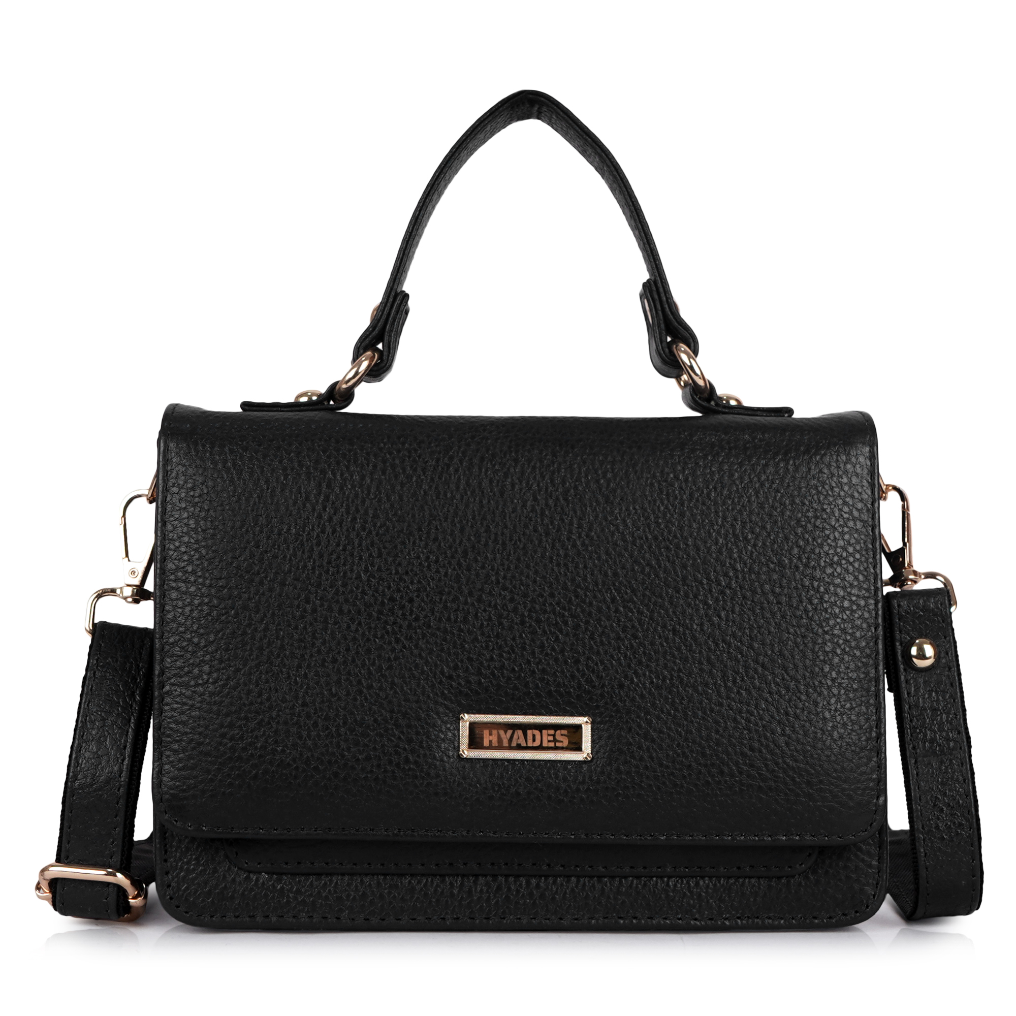 HYADES | Grained leather | women cross body bag | Black
