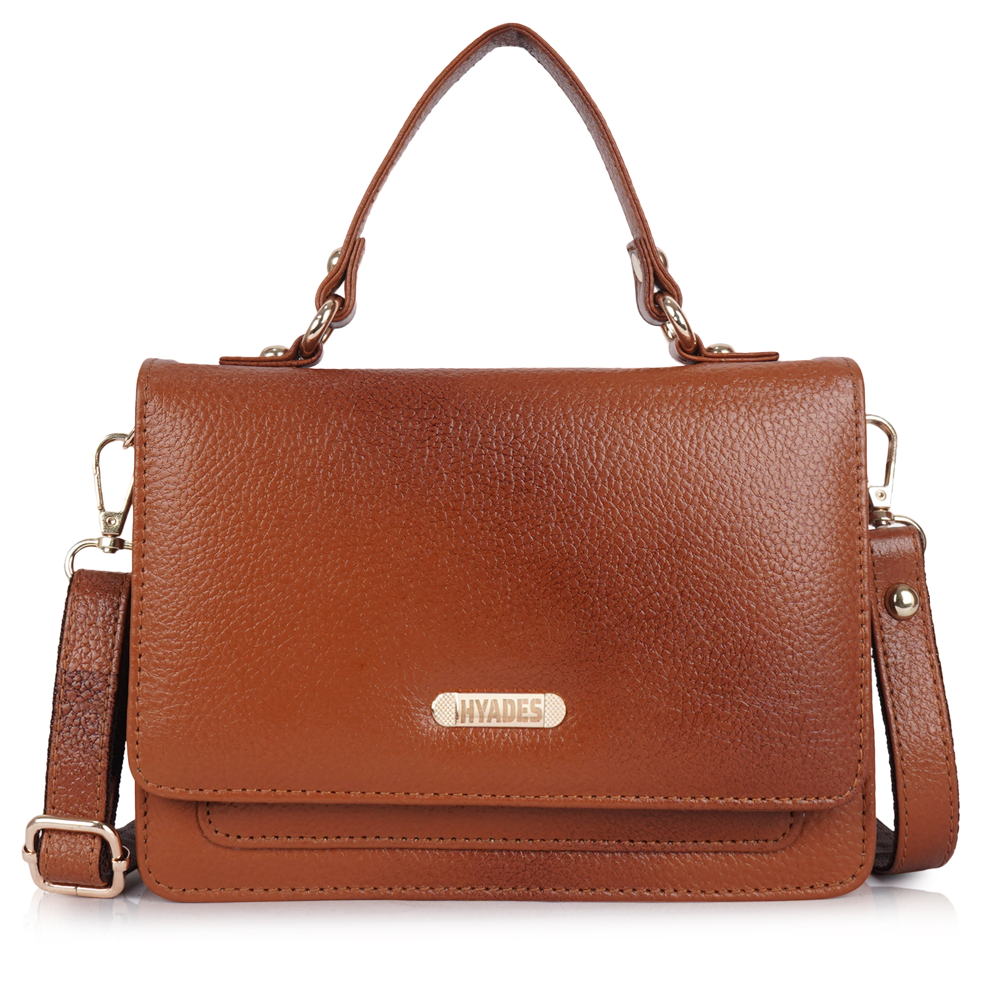 HYADES | Grained leather | women cross body bag | Tan
