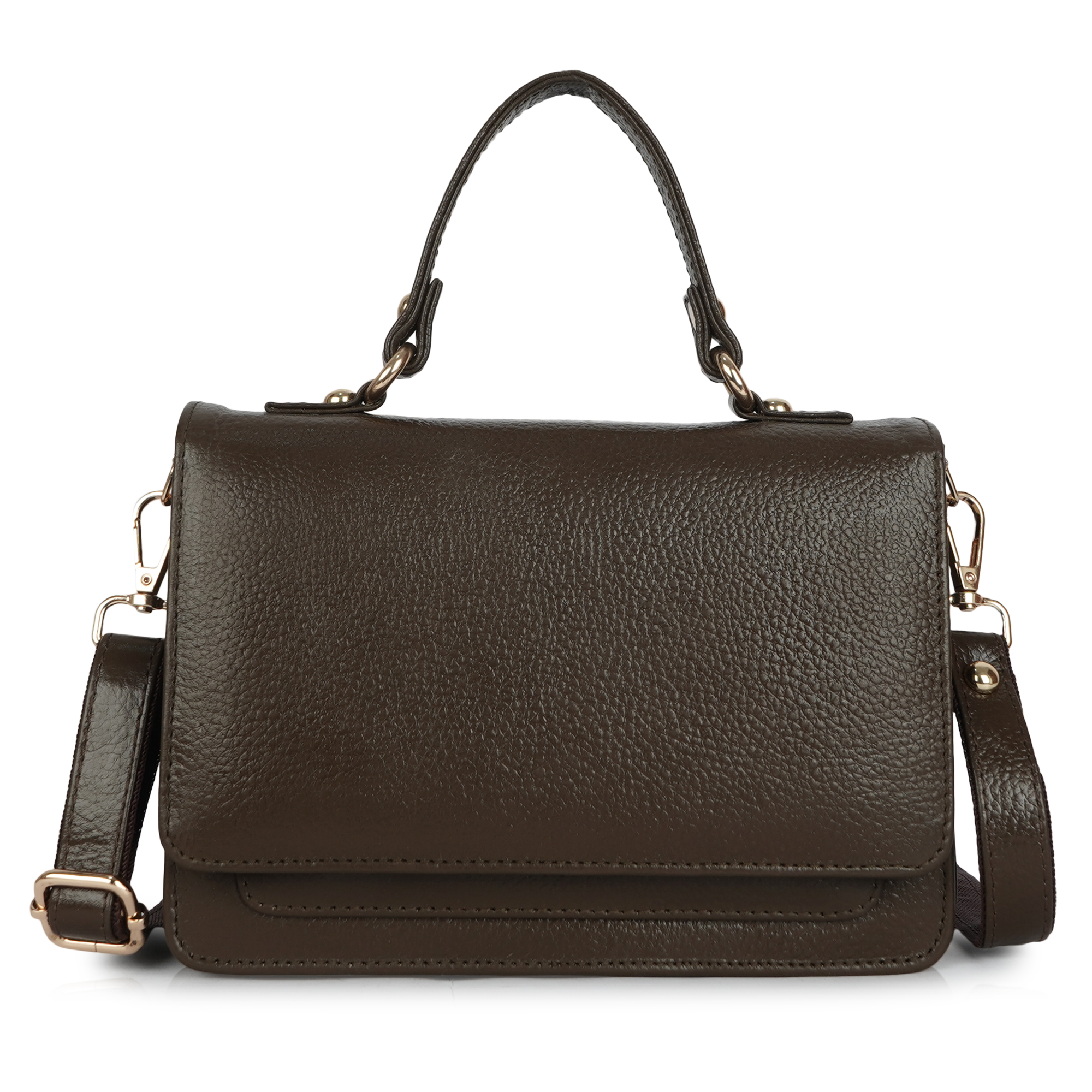 HYADES | Grained leather | women cross body bag | Coffee  Brown